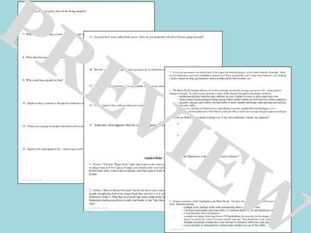 The Black Death Plague Primary Source Analysis and Activities Bundle The Black Death Plague Primary Source Analysis and Activities Bundle