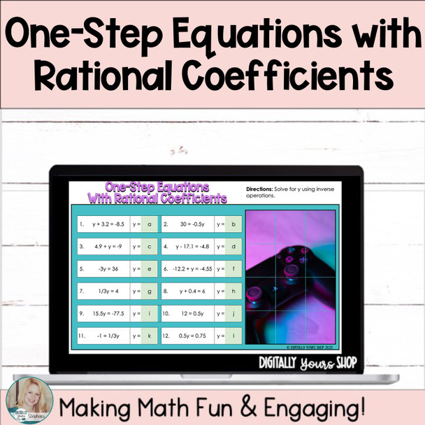 One-Step Equations with Rational Coefficients Digital Self-Checking Activity