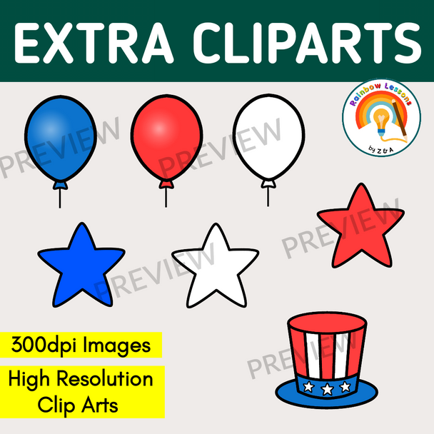 Google Slides Backgrounds | Patriotic Background Cliparts | Boom Card Background Images