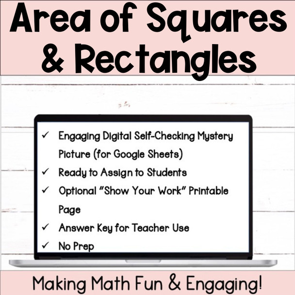 Area of Squares and Rectangles Digital Self-Checking Activity