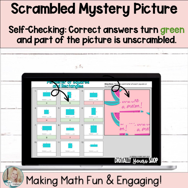 Perimeter of Rectangles and Squares Digital Self-Checking Activity