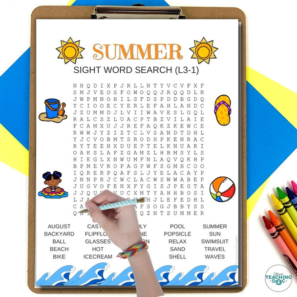 Summer Word Search Worksheets