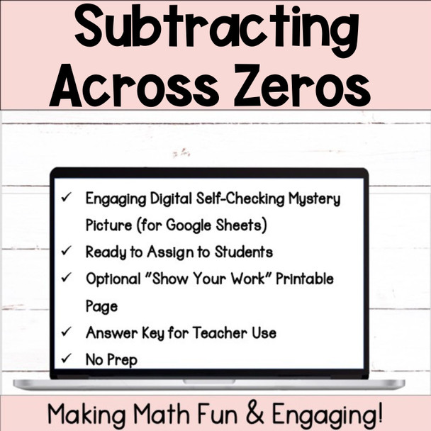 Subtracting Across Zeros Digital Self-Checking Activity