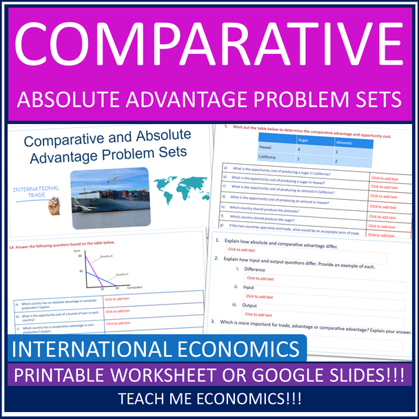 Comparative and Absolute Advantage Economic Worksheet or Google Slides Economics