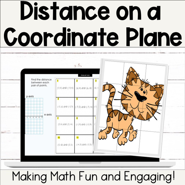 Distance on a Coordinate Plane Self-Checking Picture Puzzle MathActivity