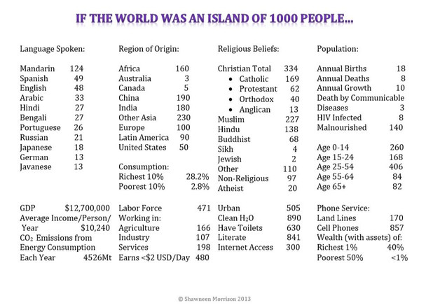 World Geography Demonstration:  Cultural Diversity and Wealth Disparity