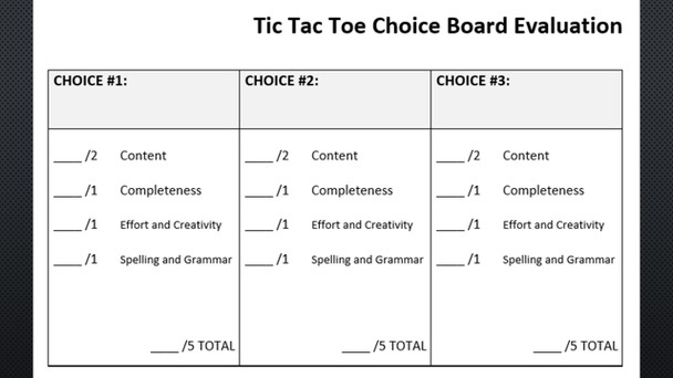 Choice Board: Hammurabi's Code Tic Tac Toe Menu