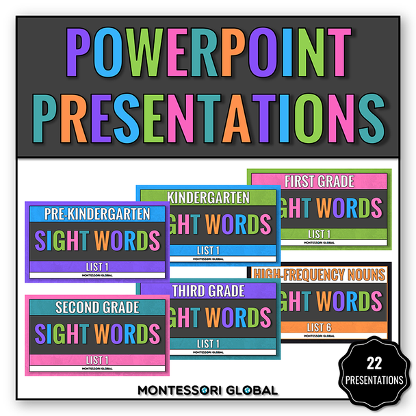 Sight Word PowerPoint Presentations

Learn pre-k, kindergarten, first-grade, second-grade, third-grade and high-frequency nouns sight words with sight word PowerPoint presentations that can be projected onto any white surface daily. These activities are most effective when combined with movement activities.