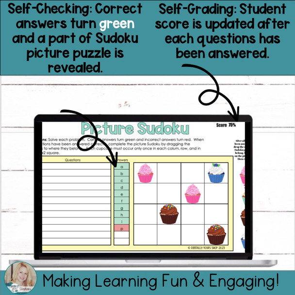 Editable Customizable Self-Checking Template Digital Activity Picture Sudoku V1