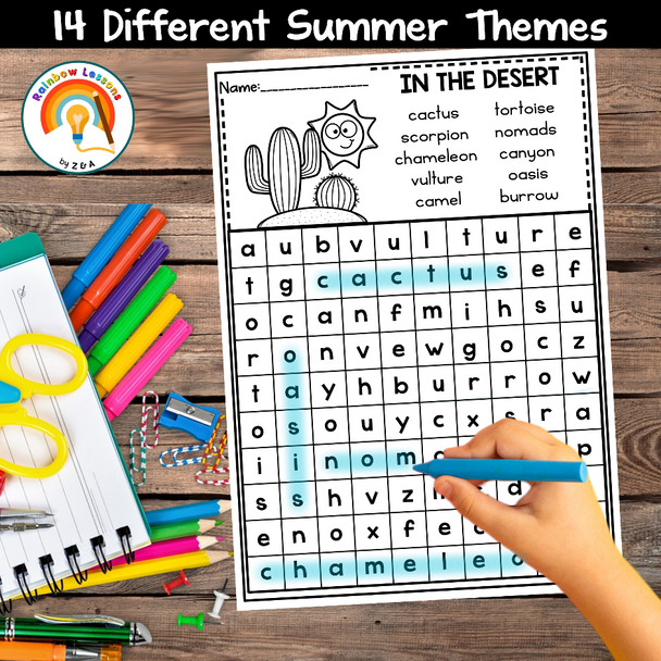 Summer Word Search and Puzzles Worksheets | Summer Vocabulary | Summer Word Find