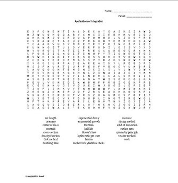 Calculus Vocabulary Word Search Bundle