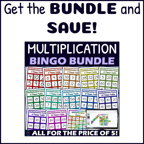 1 Times Table Activity - Multiplication Facts Bingo Game