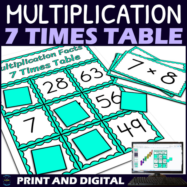 7 Times Table Activity - Multiplication Facts Bingo Game