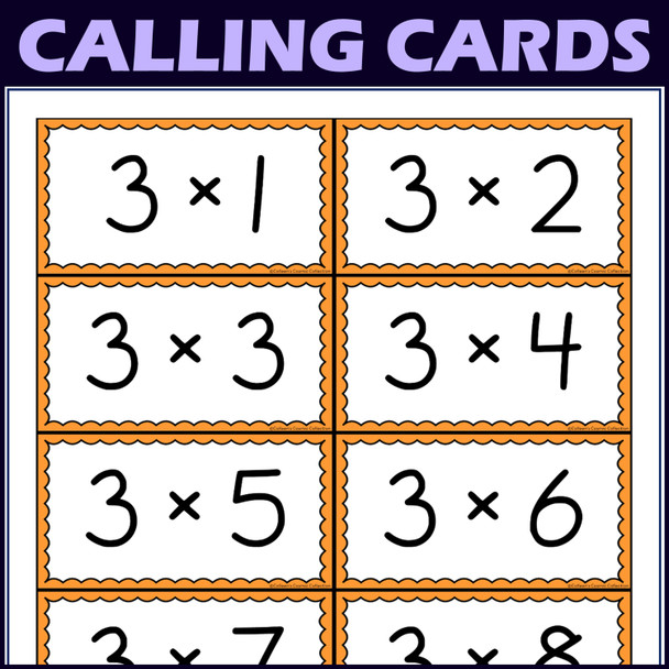 3 Times Table Activity - Multiplication Facts Bingo Game