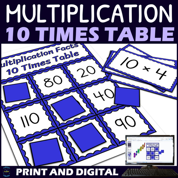 10 Times Table Activity - Multiplication Facts Bingo Game