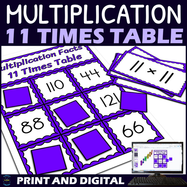 11 Times Table Activity - Multiplication Facts Bingo Game