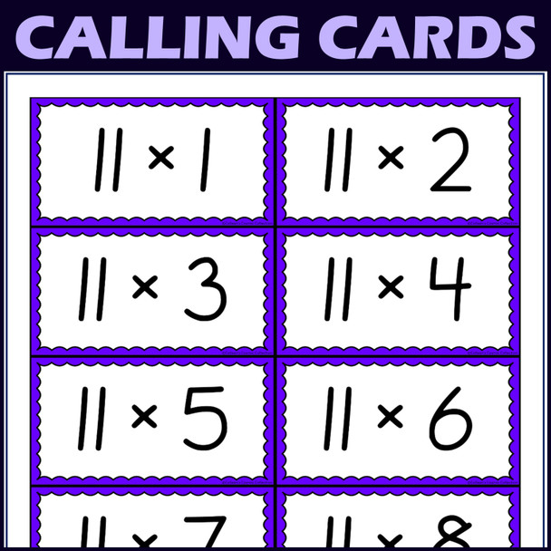 11 Times Table Activity - Multiplication Facts Bingo Game