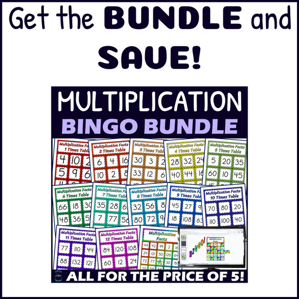 12 Times Table Activity - Multiplication Facts Bingo Game