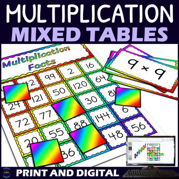 Mixed Times Table Activity - Multiplication Facts Bingo Game