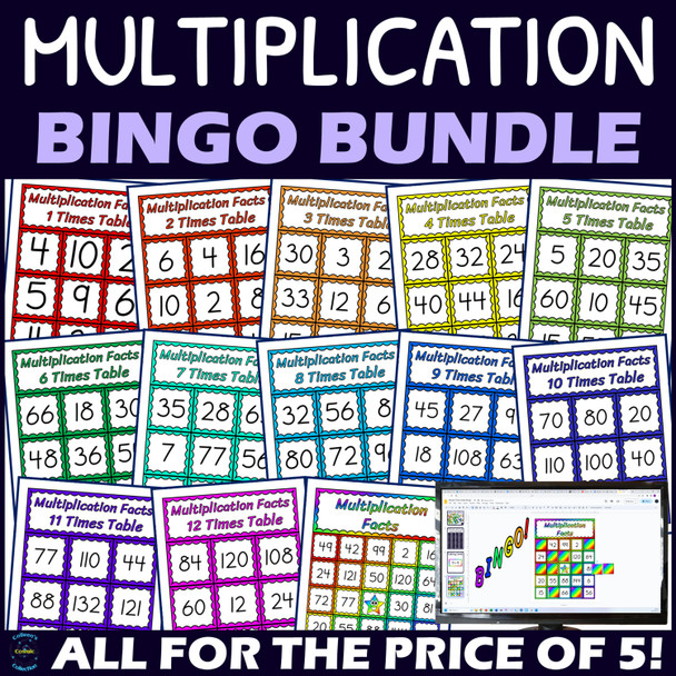 Multiplication Facts Activities BUNDLE - Times Table Bingo Games