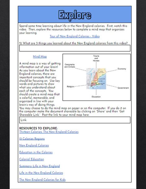 New England Colonies Hyperdoc: Colonial America Webquest