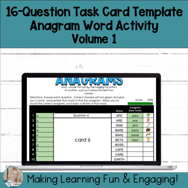 Editable Self-Checking Self-Grading Anagram Template - Digital Task Card Vol.1