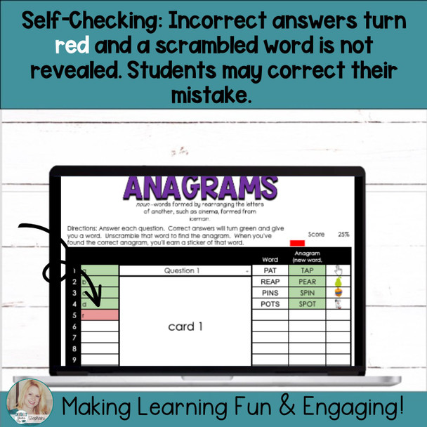 Editable Self-Checking Self-Grading Anagram Template - Digital Task Card Vol.2