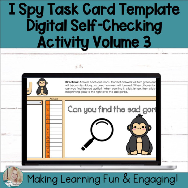 Editable Self-Checking Self-Grading I Spy Template - Digital Task Card Vol.3