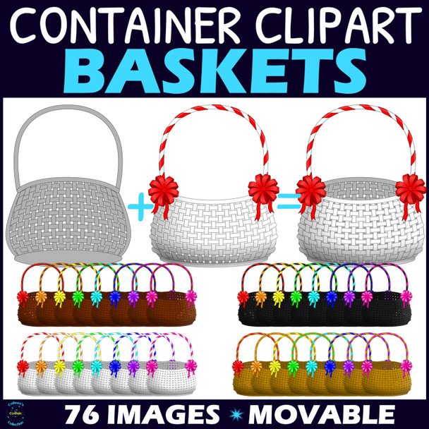 Baskets with Ribbons Clipart Containers