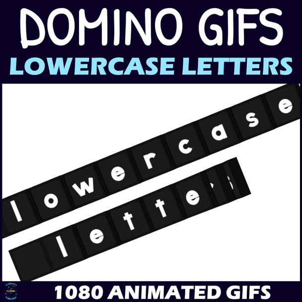 Domino GIFs - Animated Dominoes Clipart – Black with White Lowercase Letters