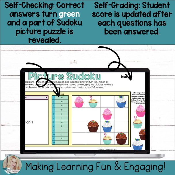 Editable Self-Checking Task Card Template Digital Activity Picture Sudoku Vol.1