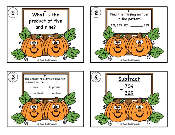 Grade 4 Pumpkin Math Task Cards