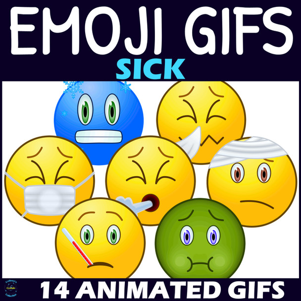 Sick Emoji GIFs - Emotions - Animated Clip Art - Set 1