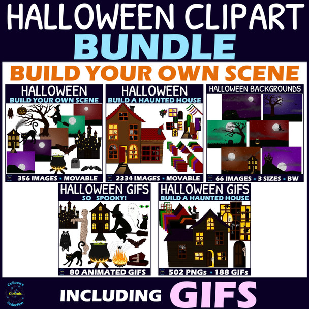 Build Your Own Scene Halloween Clipart and Animated GIF Clipart BUNDLE