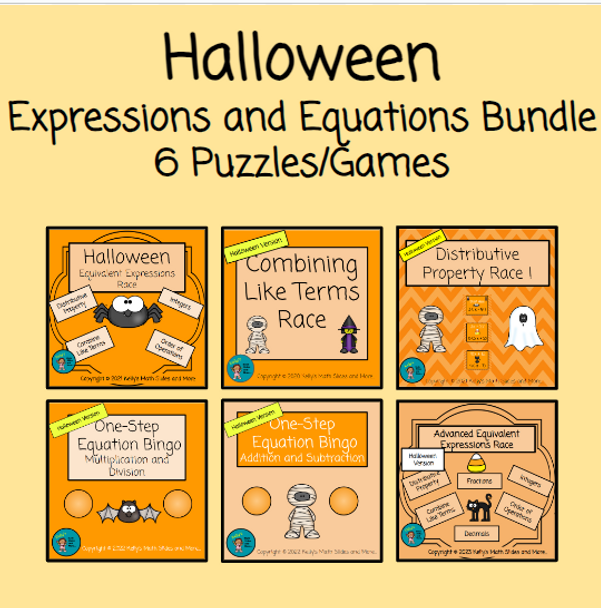 Halloween Expressions and Equations Bundle - 6 Games
