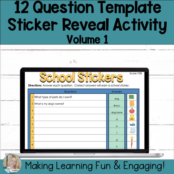 Editable Self-Checking Sticker Reveal Template - Digital Activity Vol.1 School