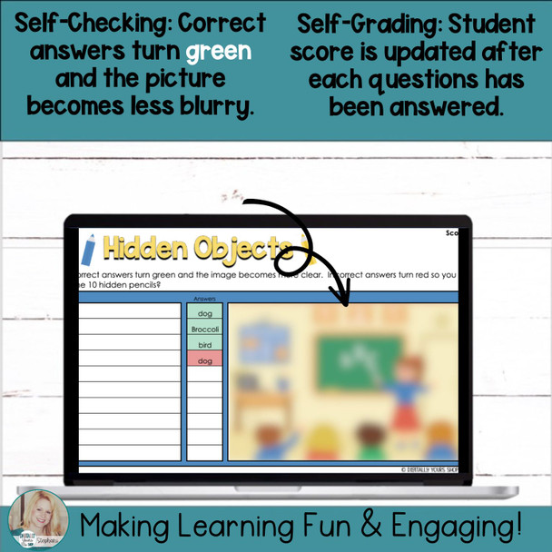 Editable Self-Checking Hidden Pictures Template - Digital Activity Vol.1