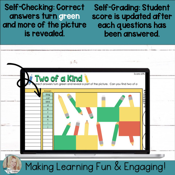 Editable Self-Checking Two of a Kind Template Digital Activity Volume 1