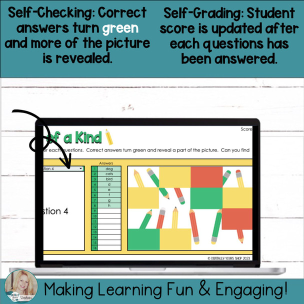 Editable Self-Checking Two of a Kind Task Card Template Digital Activity Vol. 1