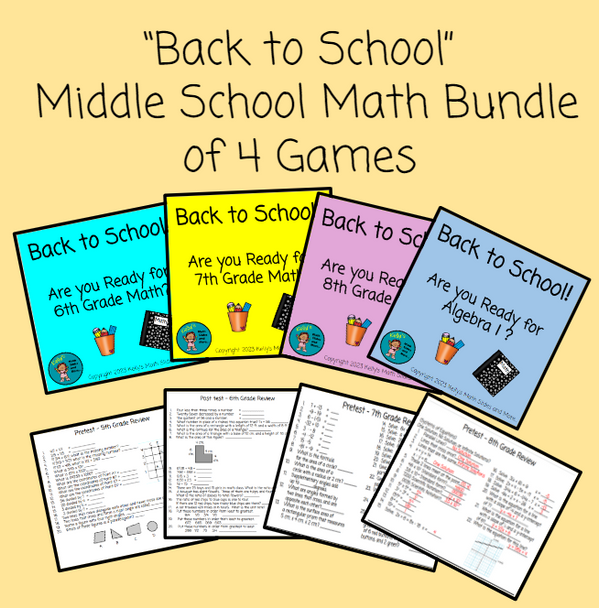 Back to School Middle School Math Bundle of 4 Games