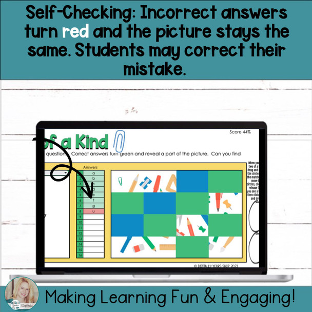 Editable Self-Checking Two of a Kind Task Card Template Digital Activity Vol. 2
