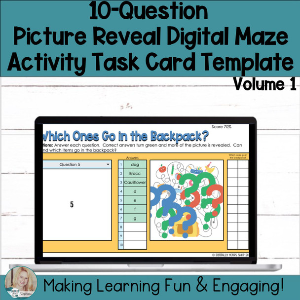 Editable Self-Checking Task Card Template Picture Maze Reveal Digital Resource 1