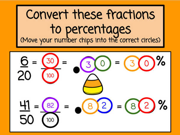 Halloween Fractions Decimals Percentages Bundle of 8 Games/Lessons