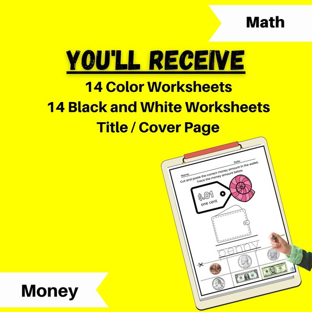 Summer Identify Count and Match Money Life Skill Worksheets