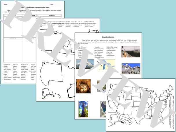 Regions of the United States Learning Packet