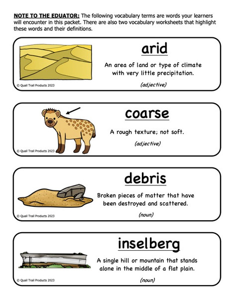 Animal Adaptations on the Savanna Activities and Worksheets