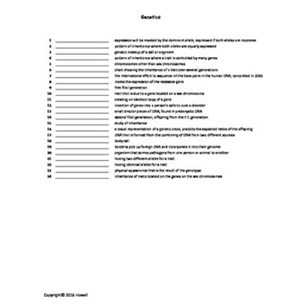 Middle School Life Science Vocabulary Review Quiz or Worksheet Bundle