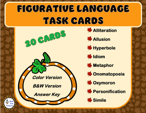 Figurative Language Task Cards - Autumn Theme