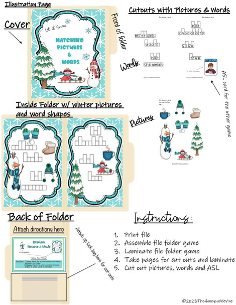 Illustration Page showing how to assemble file folder game