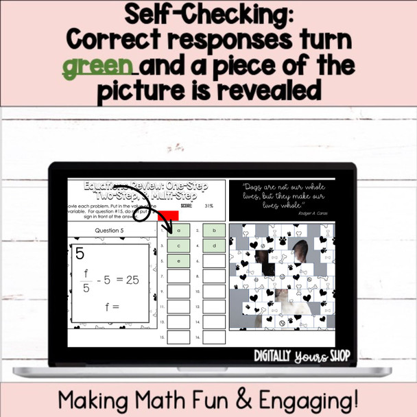 Equations Review Solve One-Step, Two-Step, & Multi-Step Digital Resource